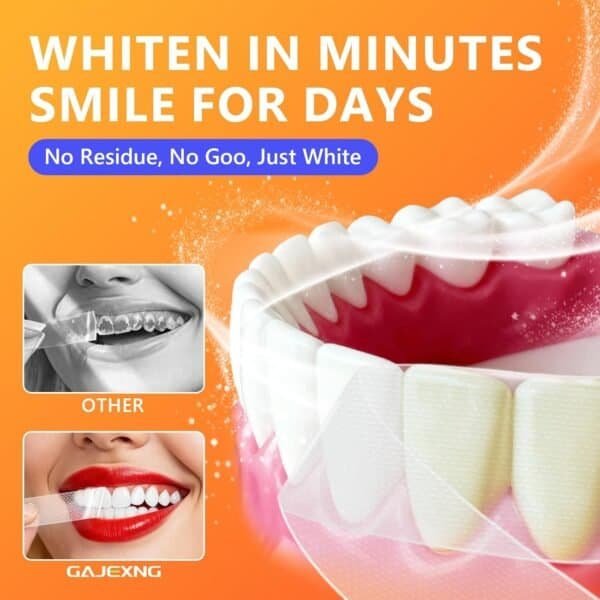 Image showing teeth whitening strips in a 42-pair enamel-safe, sensitive-friendly whitening kit